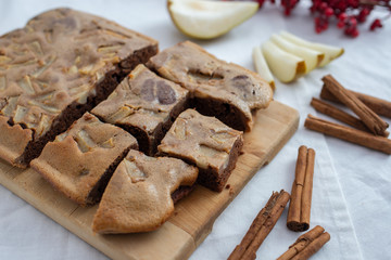 Christmas Brownies with cinnamon and pears