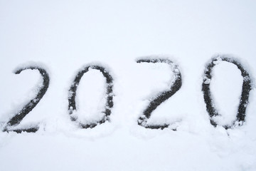 2020 new year sign on snow