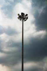 Lighting poles on the highway. This tall highway light pole makes driving at night safe.