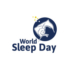 World Sleep Day. International holiday. Space for text. Night time sky. Vector illustration.