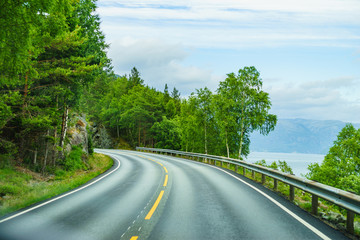 Road landscape in norwegian mountains