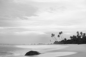 Black and white Beach waves - Sri lanka - monochrome photography - slow shutter photography - long exposure photography