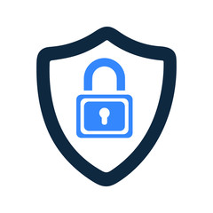 Padlock in security shield, Lock, protection, security icon logo