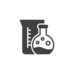 Laboratory glassware vector icon. Lab test flasks filled flat sign for mobile concept and web design. Chemical Experiment Beakers glyph icon. Research symbol, logo illustration. Vector graphics