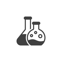 Chemical Experiment flasks vector icon. filled flat sign for mobile concept and web design. Laboratory glassware glyph icon. Symbol, logo illustration. Vector graphics