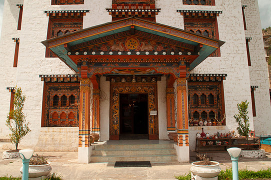 Entrance door of national library, Thimpu, Bhutan