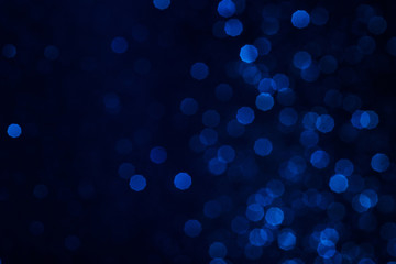 Beautiful banner with blue bokeh background. Color of the year 2020.