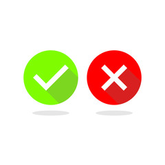 Check box list icons true and false set, green and red isolated on transparent background.