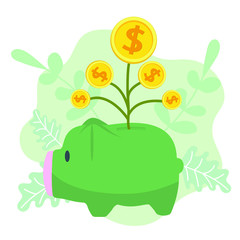 Piggy bank with gold coin. business idea, investing concepts. 