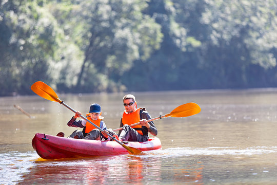 Family Canoeing Together