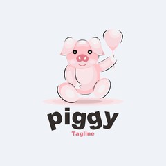 Pig cartoon mascot logo design