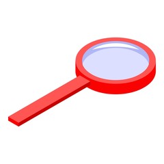 Red magnifier icon. Isometric of red magnifier vector icon for web design isolated on white background