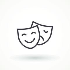 mask theater icon in flat, isolate on white background, vector