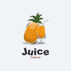pineapple juice logo design premium