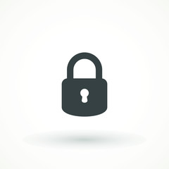 Padlock icon template. Lock icon Silhouette padlock for applications, sites. Private access, restricted access. Security symbol vector sign isolated on white