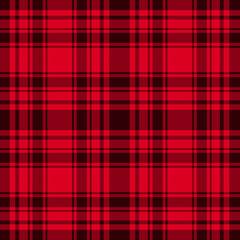 Red with dark checkered seamless pattern. Vector cage abstract background. Trend lumberjack Christmas and New Year design tartan texture - 309892593