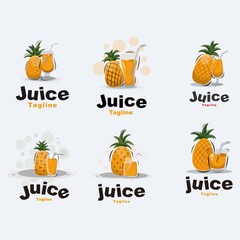 pineapple juice logo design premium