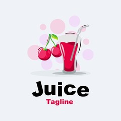 cherry juice logo design premium