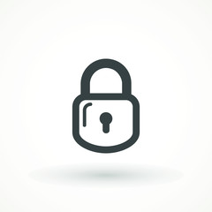 Padlock icon template. Lock icon Silhouette padlock for applications, sites. Private access, restricted access. Security symbol vector sign isolated on white