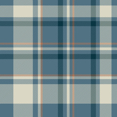 Scottish plaid blue seamless checkered vector pattern.