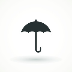 Umbrella icon vector. Rain protection. Black and white silhouette flat design.