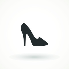 Woman Shoes Vector Icon Isolated On White Background Female shoe. trendy women's shoes vector logo Elegant black slipper Vector illustration. Good for wrapping, print, wallpaper.