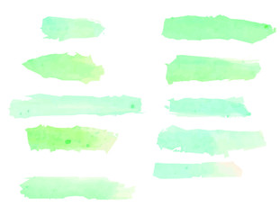 Watercolor brush texture. Blue and green brush stroke watercolor