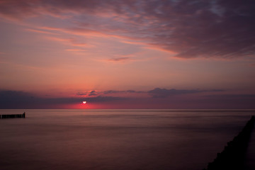 Fototapeta na wymiar Strand in der Dämmerung, Sonnenuntergang