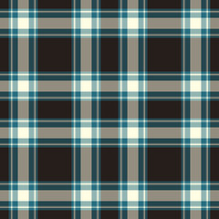 Scottish plaid black and white seamless checkered vector pattern.