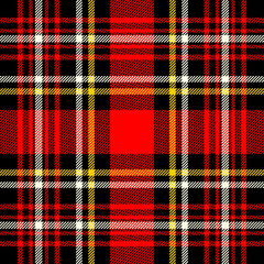 Scottish plaid red and black seamless checkered vector pattern.