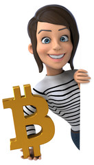 Fun 3D cartoon casual character woman