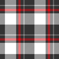 Scottish plaid black and white seamless checkered vector pattern.