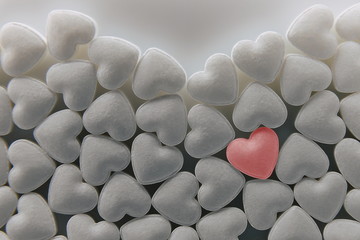 Obraz premium Tablets. Heart shaped pills. A lot of little hearts.