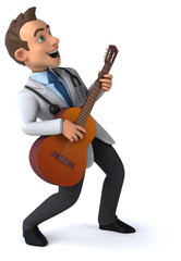 Fun doctor and guitar - 3D Illustration