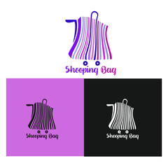 Vector collection of fashion boutique and store logo, label, emblems with shopping bag and lettering composition