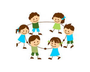 Kids Holding Hands Circle vector
