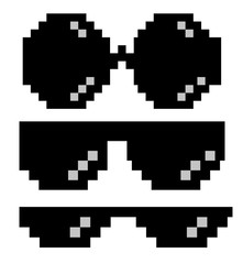 glasses pixel art style 8-bit, thug lifestyle, vector glasses meme for design photos and pictures, easy to edit