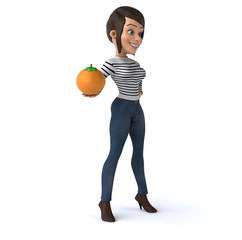 Fun 3D cartoon casual character woman