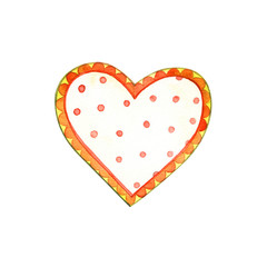 Vintage heart isolated on white background. Watercolor illustration