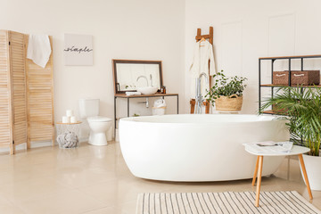 Naklejka na ściany i meble Interior of modern comfortable bathroom