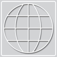 gray icon with white silhouette of the meridian grid