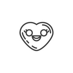 Obraz premium Beaming Face With Smiling Eyes emoji line icon. linear style sign for mobile concept and web design. Cute heart shape emoticon outline vector icon. Love symbol, logo illustration. Vector graphics