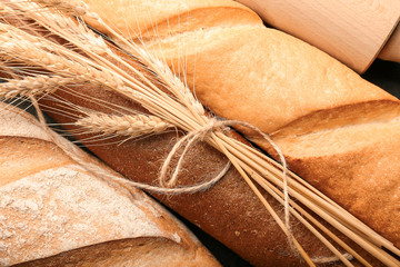 Assortment of fresh bread, top view