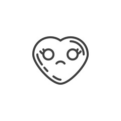 Slightly frowning face emoji line icon. linear style sign for mobile concept and web design. Upset heart shape emoticon outline vector icon. Love symbol, logo illustration. Vector graphics