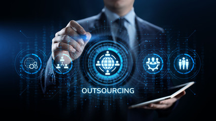 Outsourcing Global Recruitment Business and internet concept.