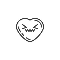 Confounded Face emoji line icon. linear style sign for mobile concept and web design. Confused heart shape emoticon outline vector icon. Love symbol, logo illustration. Vector graphics