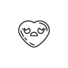 Worried Face emoji line icon. linear style sign for mobile concept and web design. Anxious heart shape emoticon outline vector icon. Love symbol, logo illustration. Vector graphics