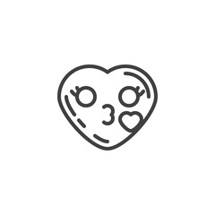 Heart face emoji Blowing a Kiss line icon. linear style sign for mobile concept and web design. Kissing heart shape emoticon outline vector icon. Love symbol, logo illustration. Vector graphics