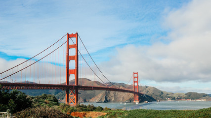Panorama view of Golden Gate Bridge, San Francisco, California, USA