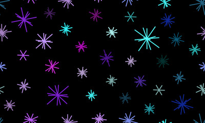 Fototapeta na wymiar Seamless texture with colorful snowflakes on black background